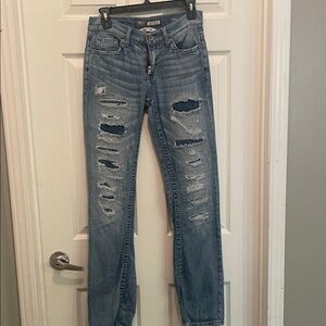BKE Aiden bootleg 27L Light Blue Distressed Straight Leg Jeans